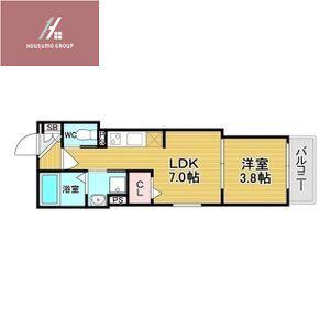 グランツ喜連(1LDK/1階)の間取り写真