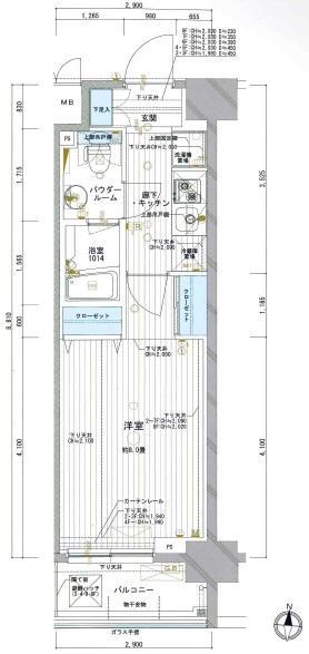 AXAS東京イースト(1K/6階)の間取り写真