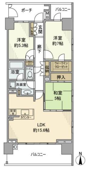 アデニウムコート木場公園(3LDK/5階)の間取り写真