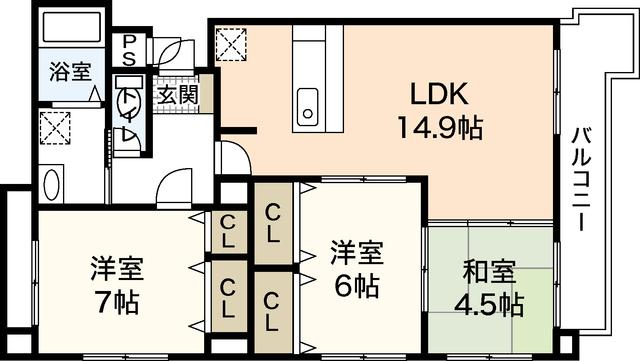 コーポラス古市(3LDK/2階)の間取り写真