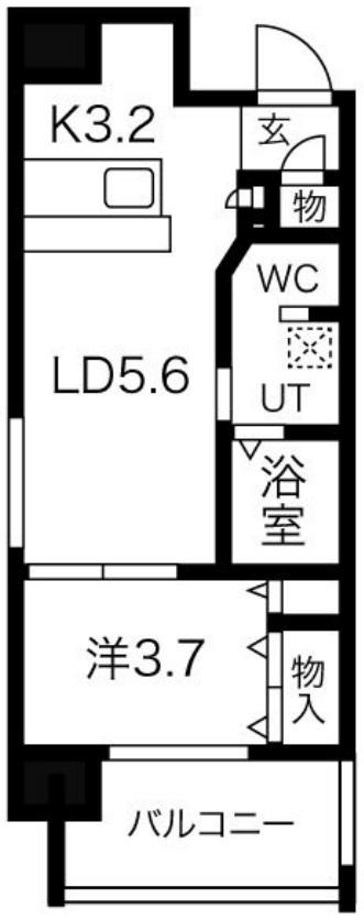 アバンティ南堀江ウエスト(1LDK/6階)の間取り写真