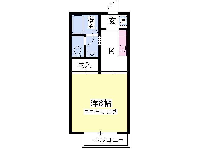 メゾンフキノ(1K/2階)の間取り写真