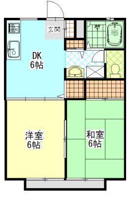 サンタウン竹ノ葉 A棟(2DK/2階)の間取り写真