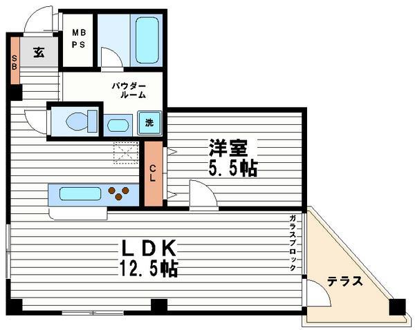 ユニッソン上町(1LDK/1階)の間取り写真