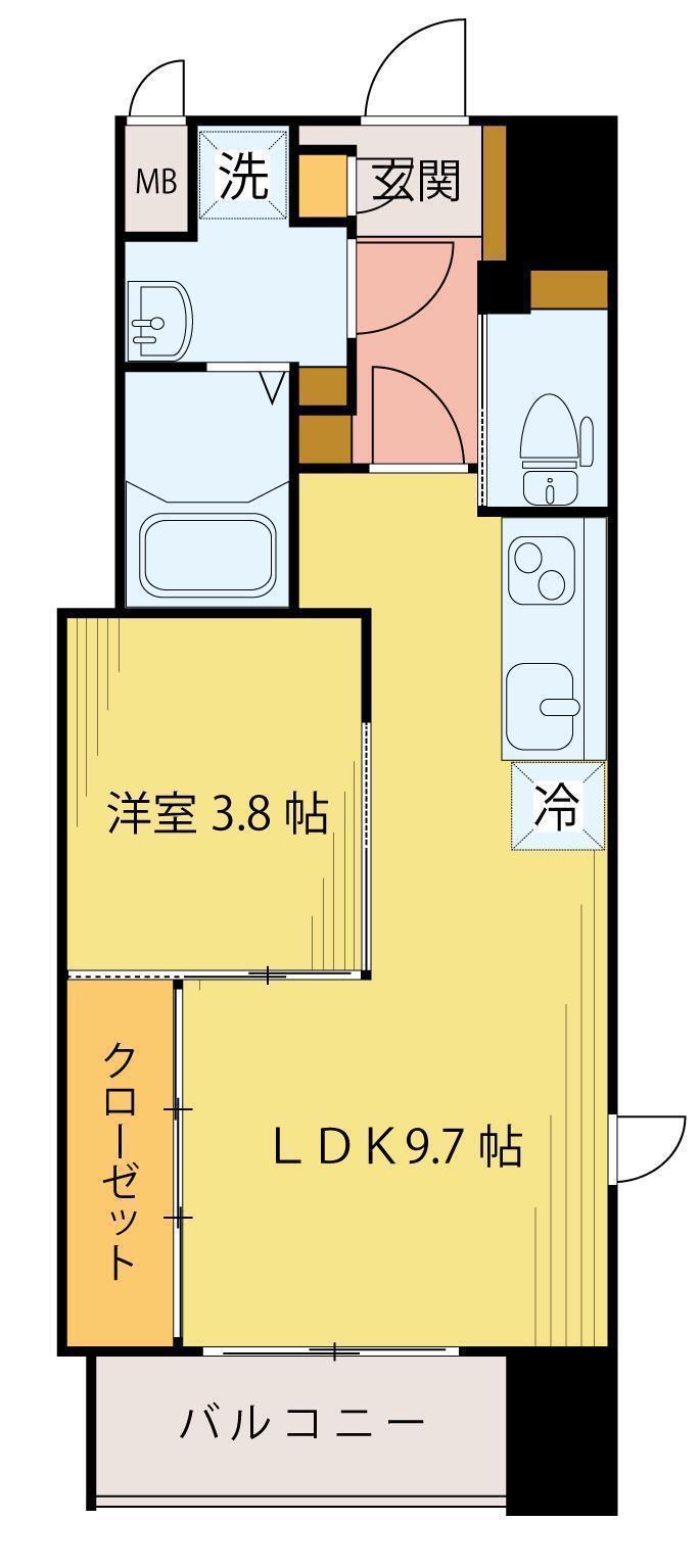シェルグランデ六丁目南町(1LDK/8階)の間取り写真