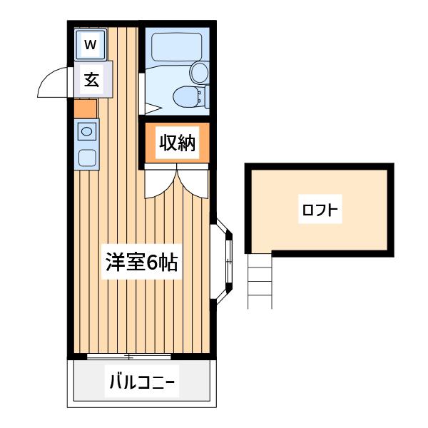 オーク玉川学園(1K/2階)の間取り写真