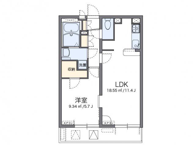 レオパレスやまと(1LDK/3階)の間取り写真