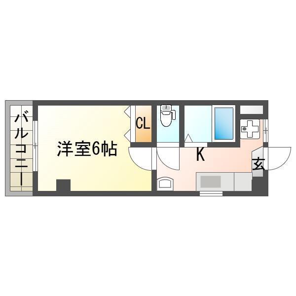丸岩ビル(1K/2階)の間取り写真