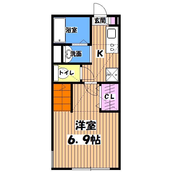IDEAUS橋本壱番館(1K/2階)の間取り写真