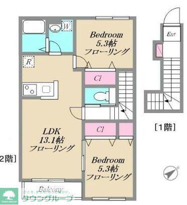 リバーサイドヴィレッジIII・IV棟(2LDK/2階)の間取り写真
