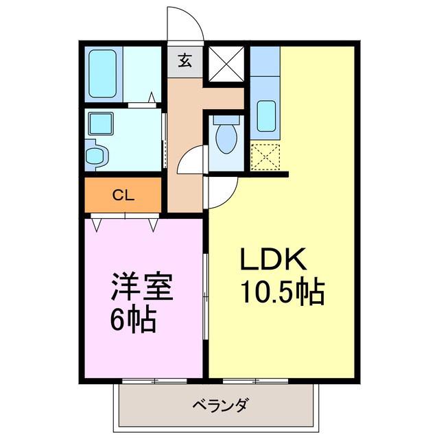 ミラコスタII(1LDK/1階)の間取り写真