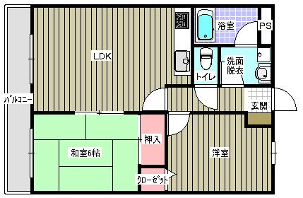 サンパラッツォ仲原(2LDK/2階)の間取り写真