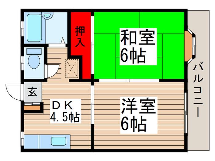 藤ノ台ハイツ(2DK/1階)の間取り写真