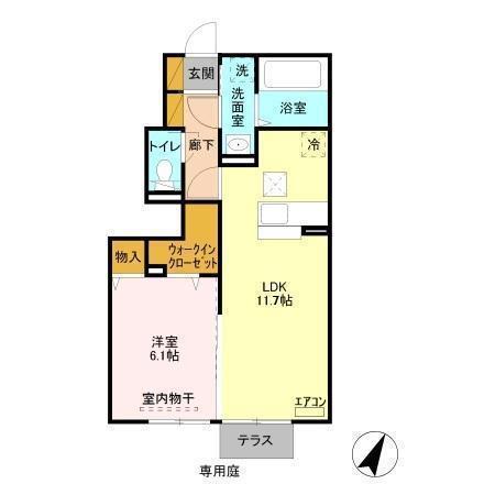 TIARAIII(1LDK/1階)の間取り写真