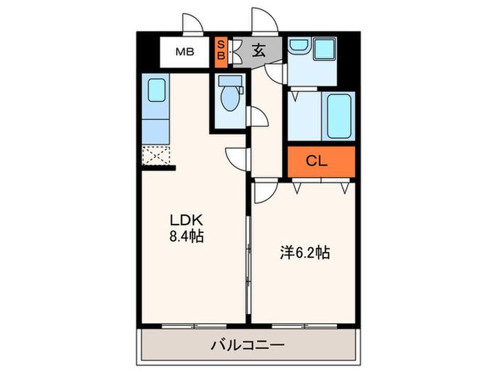 ソレイユ六本松(1LDK/4階)の間取り写真