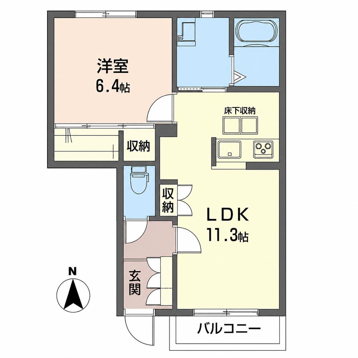 ベルハウスA(1LDK/1階)の間取り写真