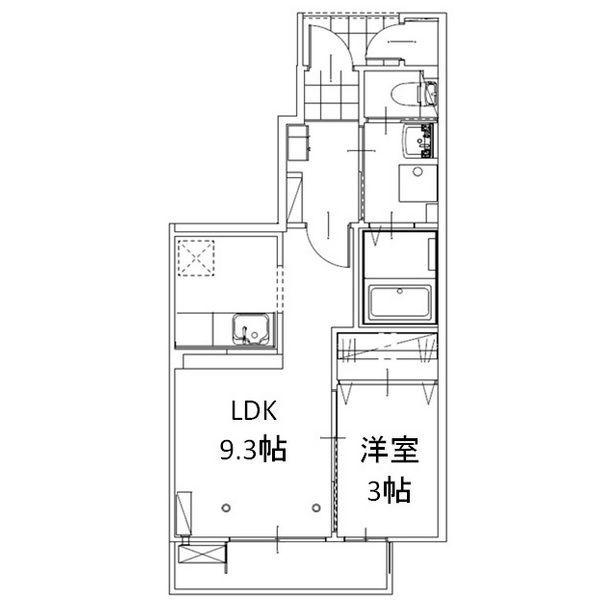 エスペランサ会津町(1LDK/1階)の間取り写真