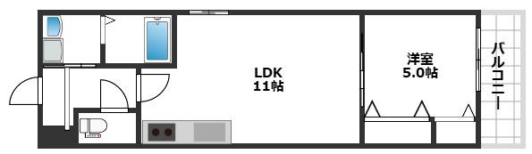 フジパレス須磨鷹取V番館(1LDK/1階)の間取り写真