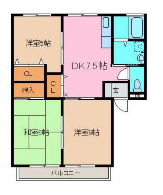 ハビネスハイツ(3DK/2階)の間取り写真