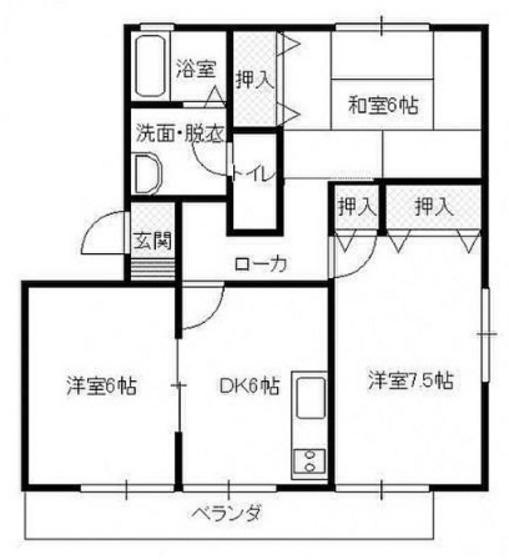 YSアパートメント D棟(3DK/3階)の間取り写真