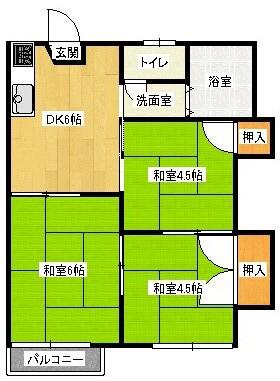 セントラルハイツ(3DK/2階)の間取り写真