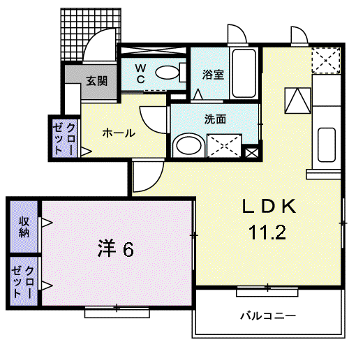 JR常磐線 湯本駅 徒歩21分 2階建 築17年(1LDK/1階)の間取り写真