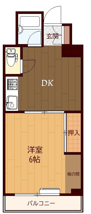 リバーサイドFK(1DK/6階)の間取り写真