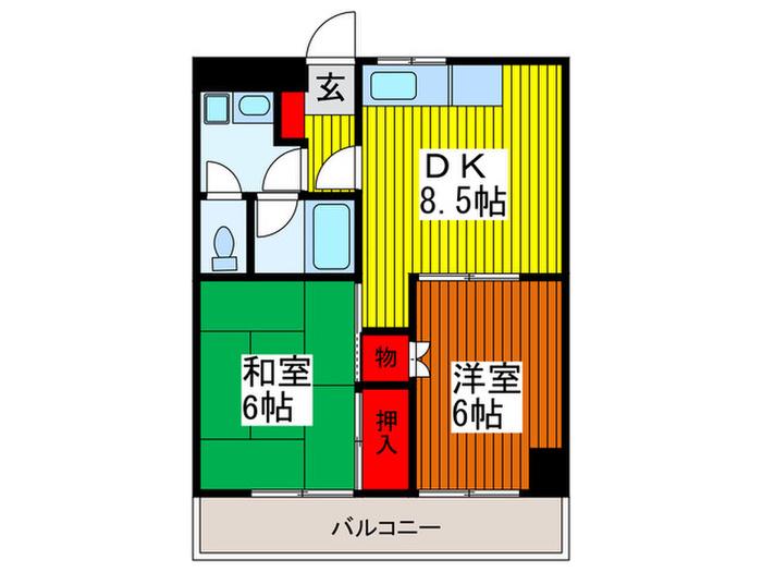 ラ・ベルメゾン小陽(2DK/3階)の間取り写真