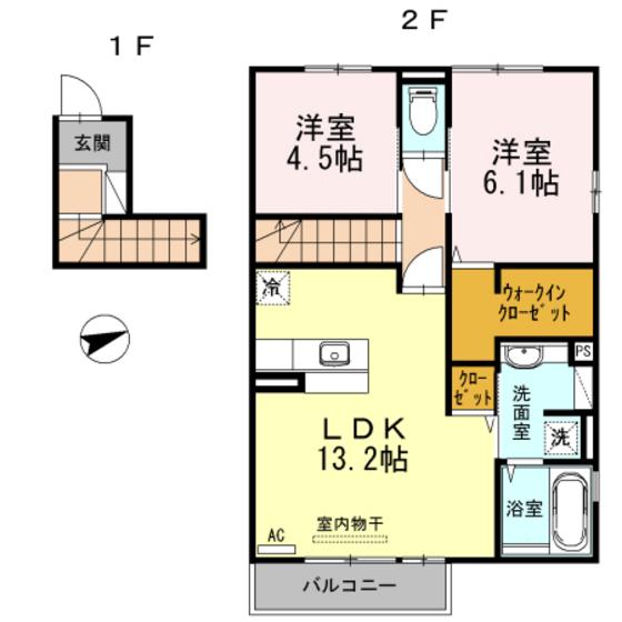 エトワール(2LDK/2階)の間取り写真