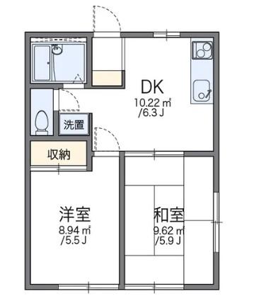 草加西町(2DK/1階)の間取り写真