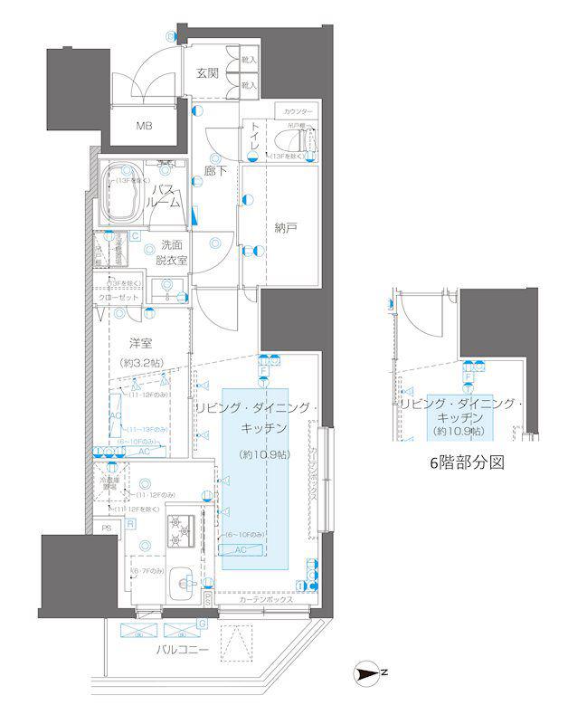 ZOOM信濃町(1LDK/7階)の間取り写真