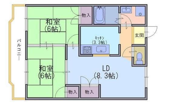 サンバースト山崎(2LDK/1階)の間取り写真