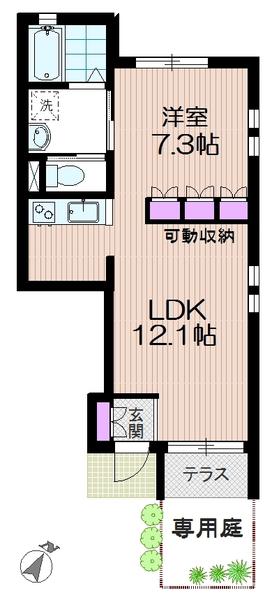 FC24(1LDK/1階)の間取り写真