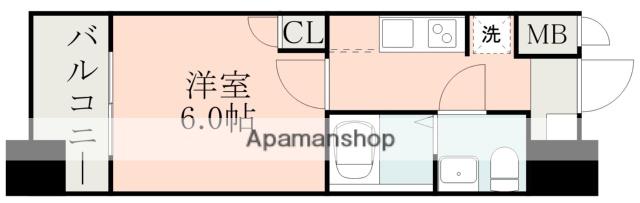 S-RESIDENCE照国ASCENT(1K/6階)の間取り写真