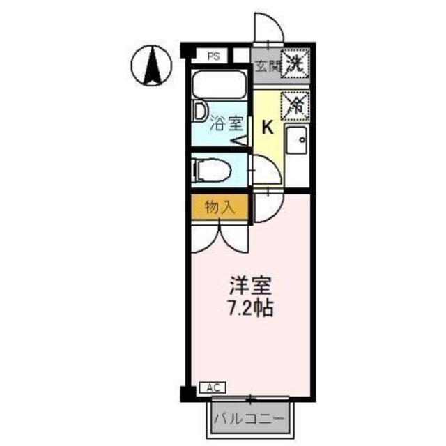 カーサケンポ B(1K/2階)の間取り写真
