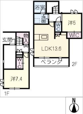 MAISON NOIRE(2LDK/2階)の間取り写真