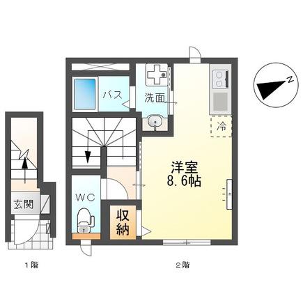ビッグマーシュ(ワンルーム/2階)の間取り写真