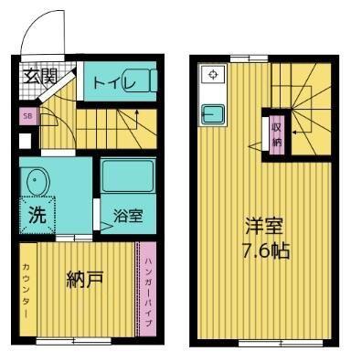 ラウレア西千葉(1DK/2階)の間取り写真