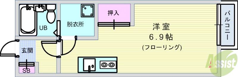 阪急宝塚線 豊中駅 徒歩10分 2階建 築38年(ワンルーム/1階)の間取り写真