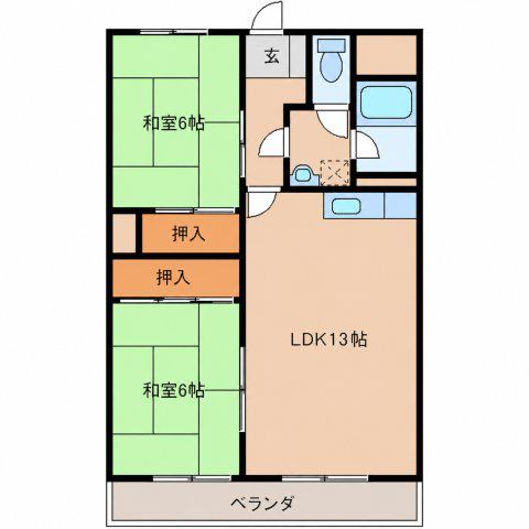 第2オーキットビル(2LDK/2階)の間取り写真