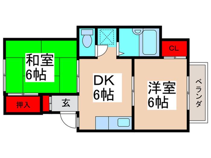 サンフォレスト(2DK/2階)の間取り写真