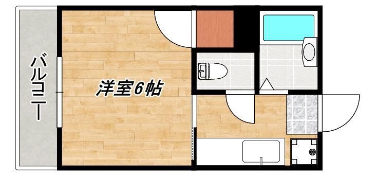 レインボー鴨池(1K/2階)の間取り写真
