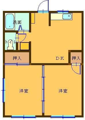 ロマーノビル(2DK/3階)の間取り写真