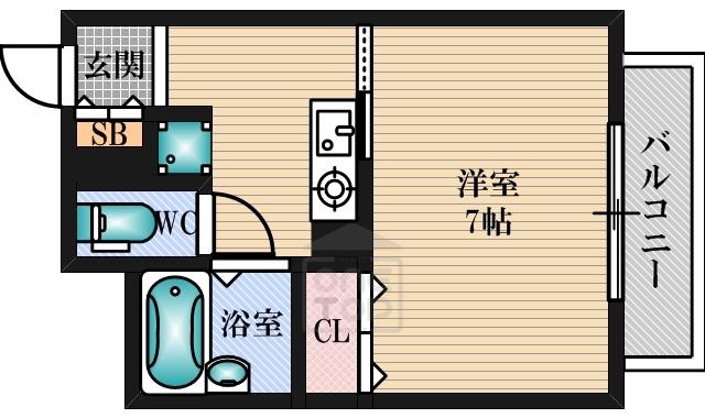コムズハウス千里中央2(1K/2階)の間取り写真