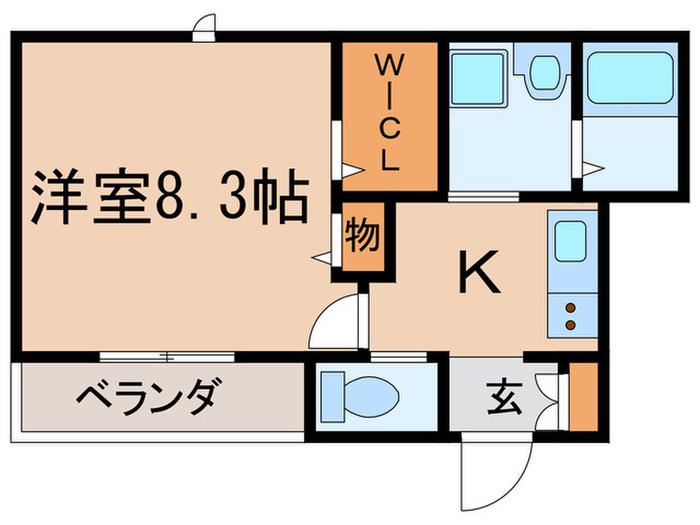 FLAT TRINITY(1K/2階)の間取り写真
