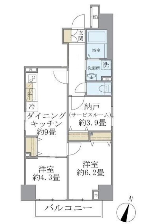 DSVARIED阪東橋レジデンス(2SDK/4階)の間取り写真