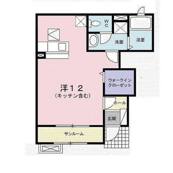 ジェルメ ライム(ワンルーム/1階)の間取り写真