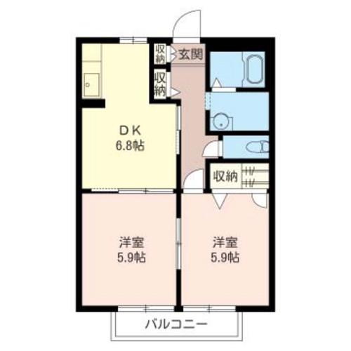 エスポワール湘南(2DK/2階)の間取り写真