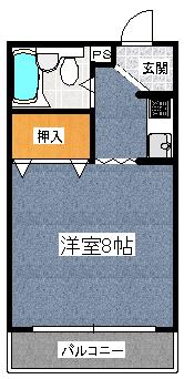 ヴァンベール梅名外苑(1K/1階)の間取り写真