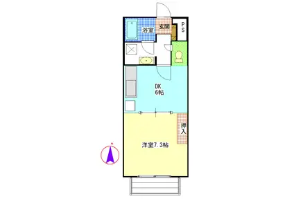 ドミール番匠(1DK/1階)の間取り写真